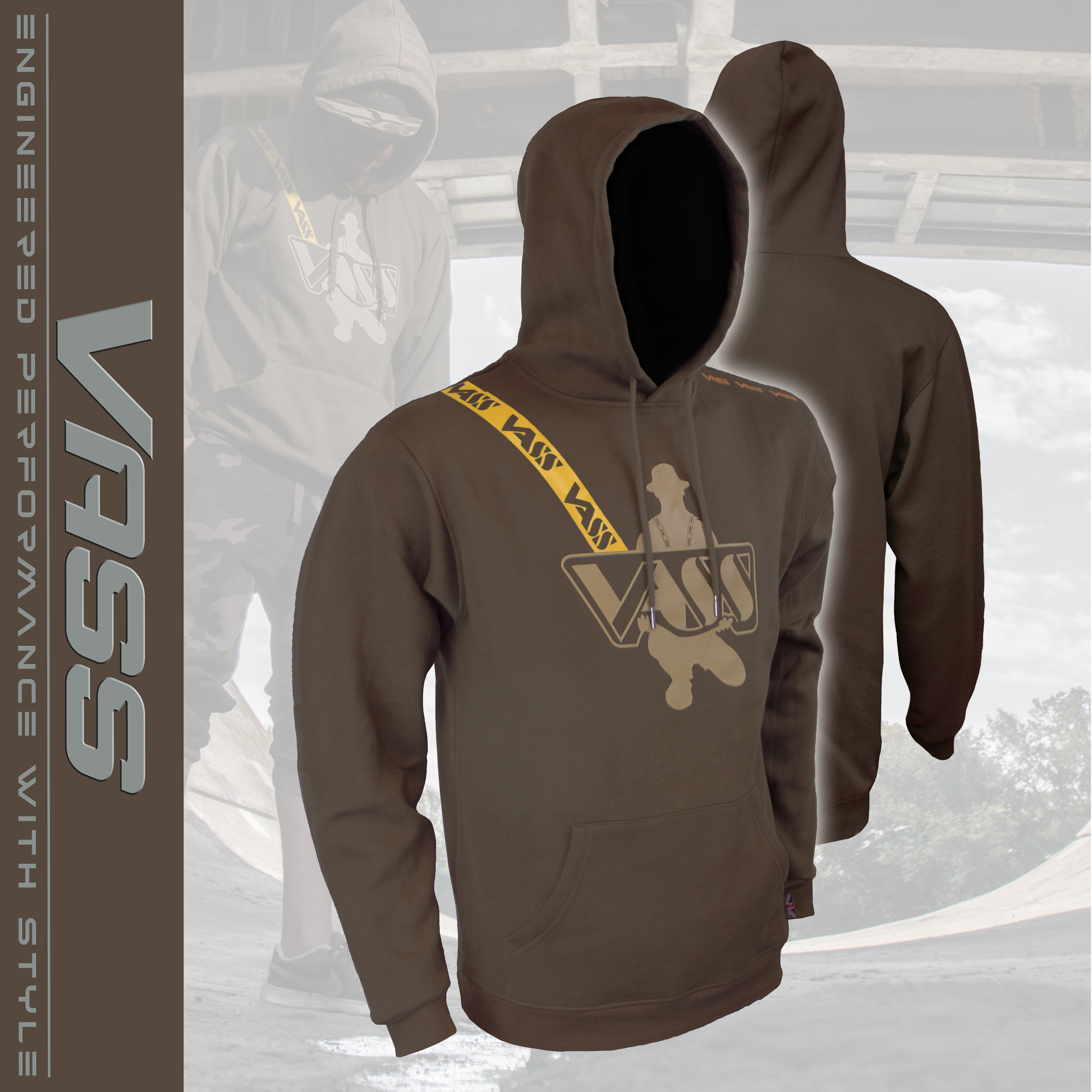 Vass Classic Printed Hoody Edition 2 - Khaki Edition with Vass Shoulder Strap Print